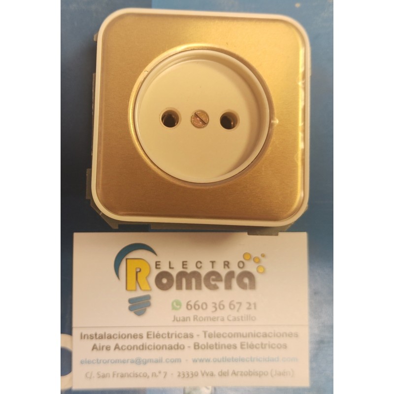 Base enchufe bipolar con tapa simon 31431-33 MARFIL Y MARRON DECOTATIVO