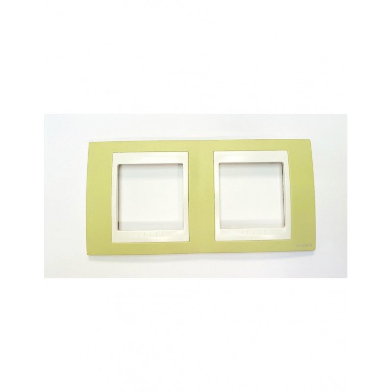 MARCO 2 ELEMENTOS HORIZONTAL UNICA VERDE MANZANA MARFIL schneider U6.004.563