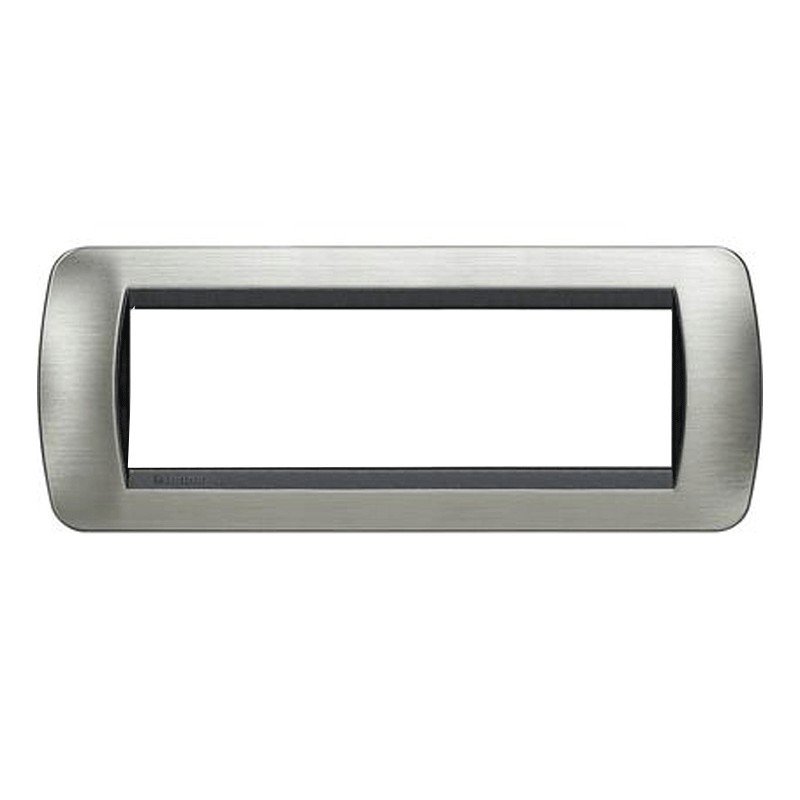Bticino Living International placa 7 módulos acero cepillado L4807ACS