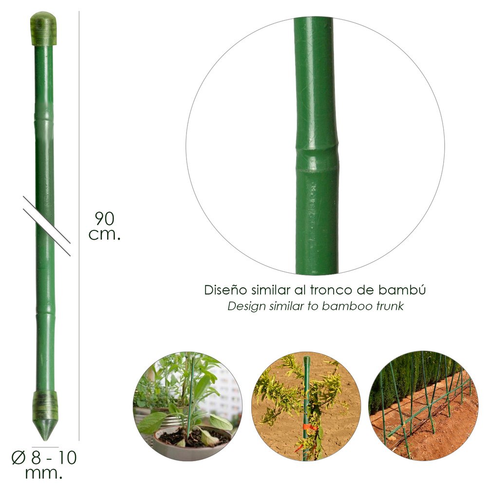 Tutor Varilla Bambú Plastificado Ø 8 - 10 mm. x 90 cm. (Paquete 10 Unidades) 2 Tutor Varilla Bambú Plastificado Ø 8 - 10 mm. x 90 cm. (Paquete 10 Unidades)