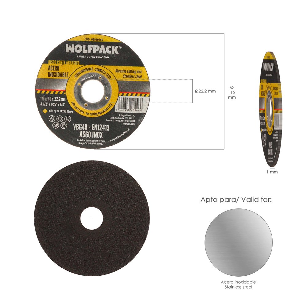 Disco Corte Abrasivo Acero Inoxidable Ø 115x Ø 22,2 mm Espesor 1,0 mm. Disco Radial / Amoladora Universal 2 Disco Corte Abrasivo Acero Inoxidable Ø 115x Ø 22,2 mm Espesor 1,0 mm. Disco Radial / Amoladora Universal