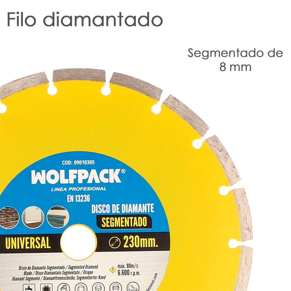 Disco Diamante 230 mm. General Obra Segmentado Sinterizado 3 Disco Diamante 230 mm. General Obra Segmentado Sinterizado