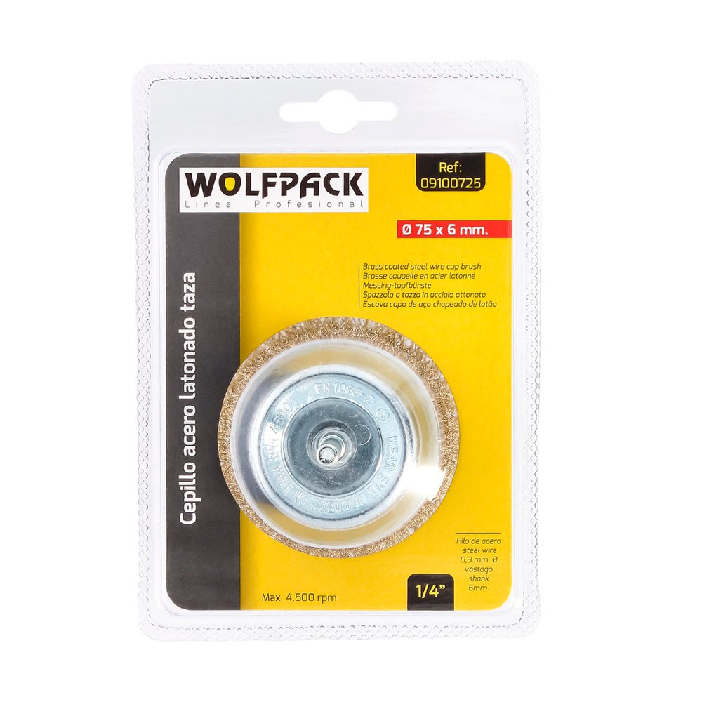Cepillo Acero Latonado Para Taladro Taza Ø 75 mm. Espiga 1/4" Cepillo Taladro Alambre Latón, Cepillo Limpieza, Cepillo Pulir. 3 Cepillo Acero Latonado Para Taladro Taza Ø 75 mm. Espiga 1/4" Cepillo Taladro Alambre Latón, Cepillo Limpieza, Cepillo Pulir.