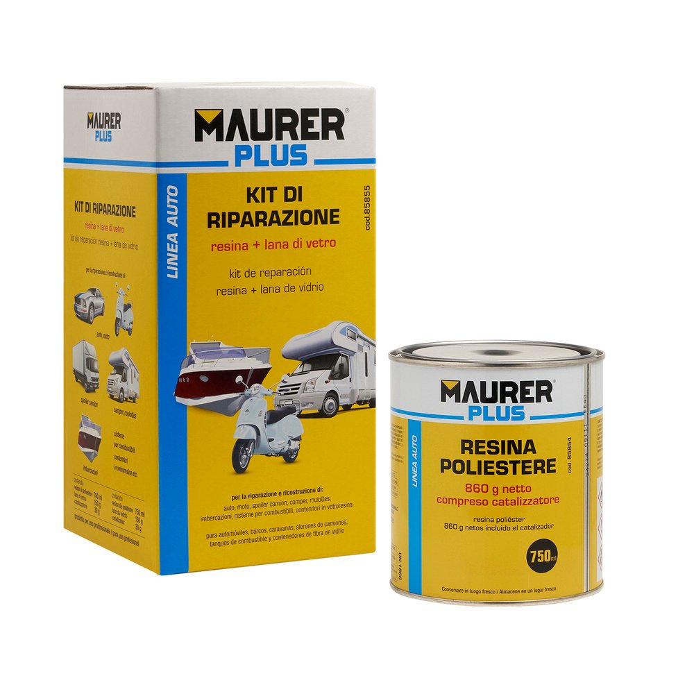 Kit Reparación Resina Poliester 750 Ml Con Endurecedor y 0,5m2 De Fibra De Vidrio 2 Kit Reparación Resina Poliester 750 Ml Con Endurecedor y 0,5m2 De Fibra De Vidrio