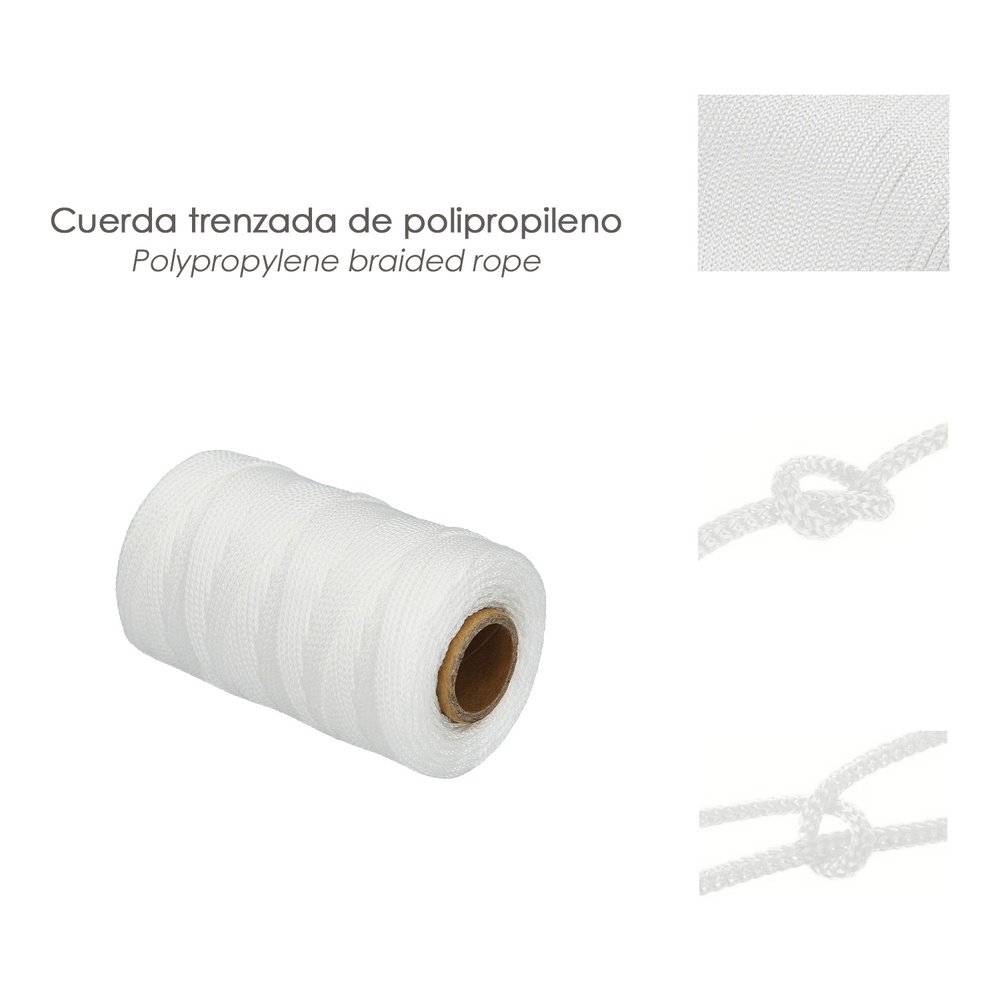 Cuerda Trencilla Polipropileno Blanco (Bobina 100 Metros) 3 Cuerda Trencilla Polipropileno Blanco (Bobina 100 Metros)
