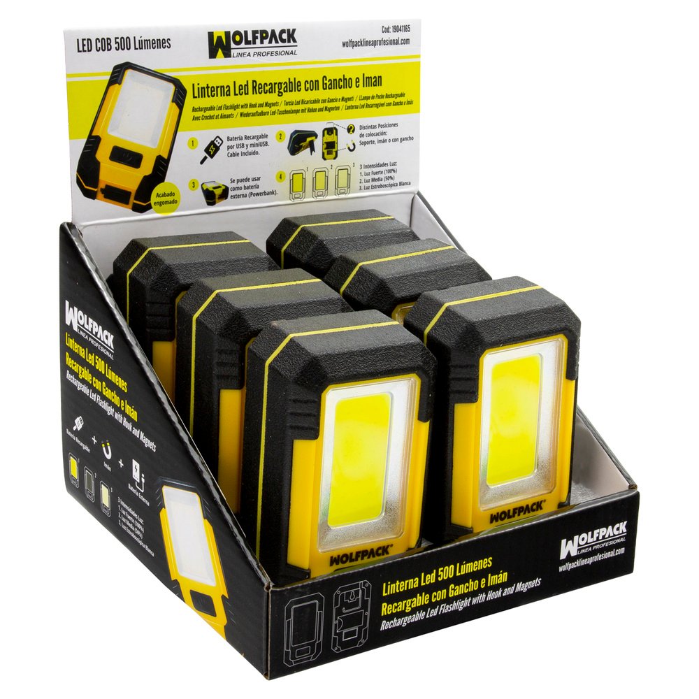 Linterna LED Profesional Compacta Engomada Bateria Recargable 500 Lumenes Con Función Powerbank, Iman, Soporte y Gancho 5 Linterna LED Profesional Compacta Engomada Bateria Recargable 500 Lumenes Con Función Powerbank, Iman, Soporte y Gancho