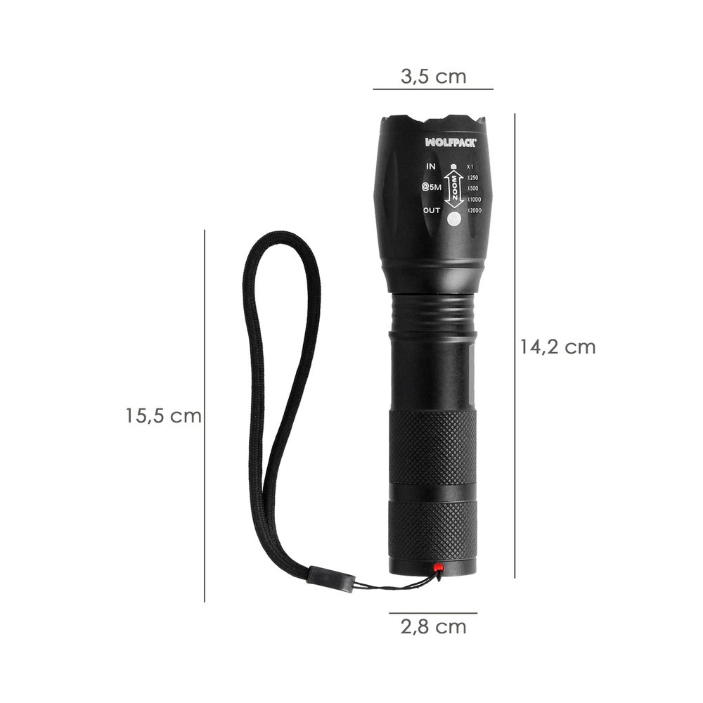Linterna LED De Mano Aluminio A Pilas (3 AAA) 300 Lumenes 5 Watt. Con Zoom 2 Linterna LED De Mano Aluminio A Pilas (3 AAA) 300 Lumenes 5 Watt. Con Zoom