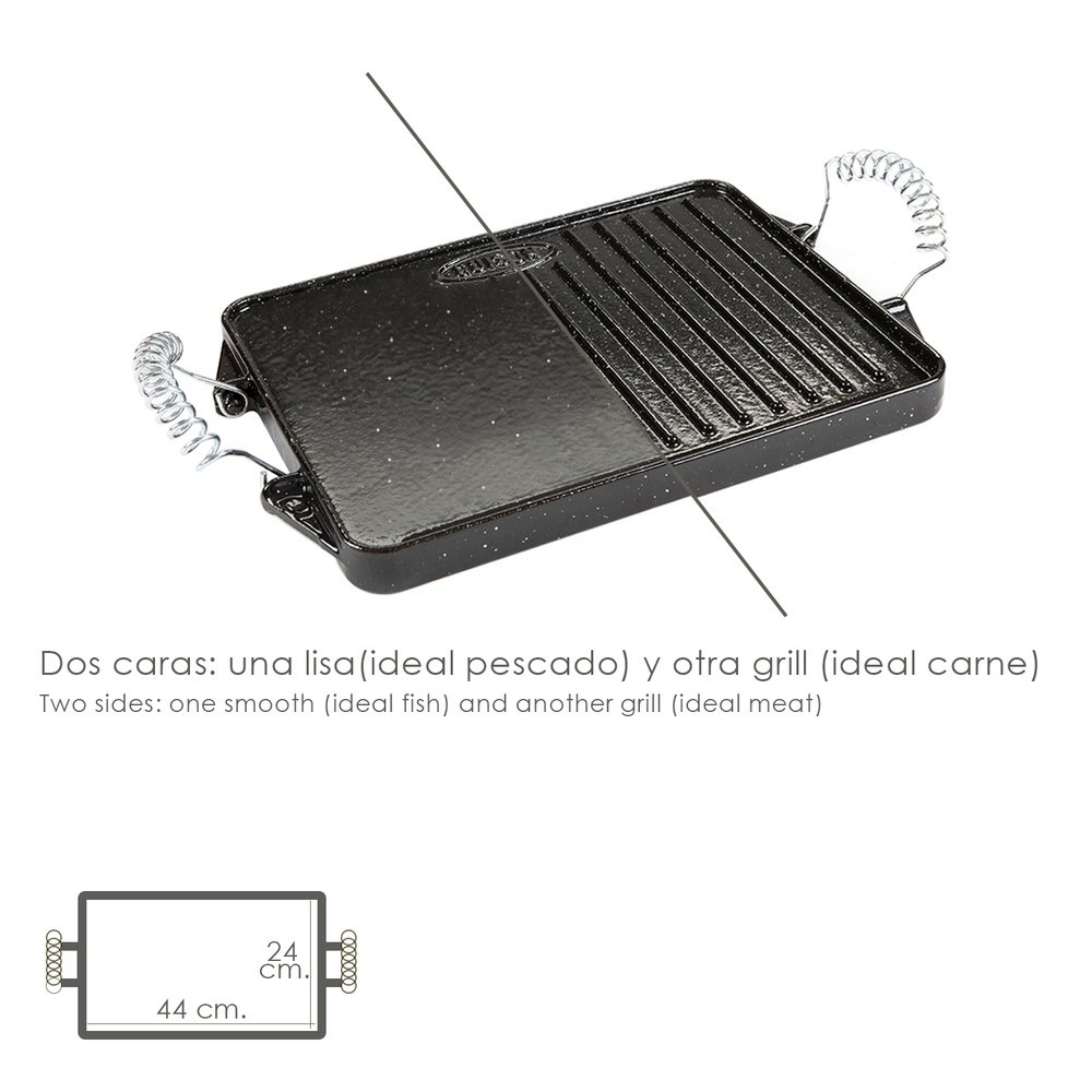 Plancha Hierro Fundido Esmaltada Rectangular 24 x 44 cm. 3 Plancha Hierro Fundido Esmaltada Rectangular 24 x 44 cm.