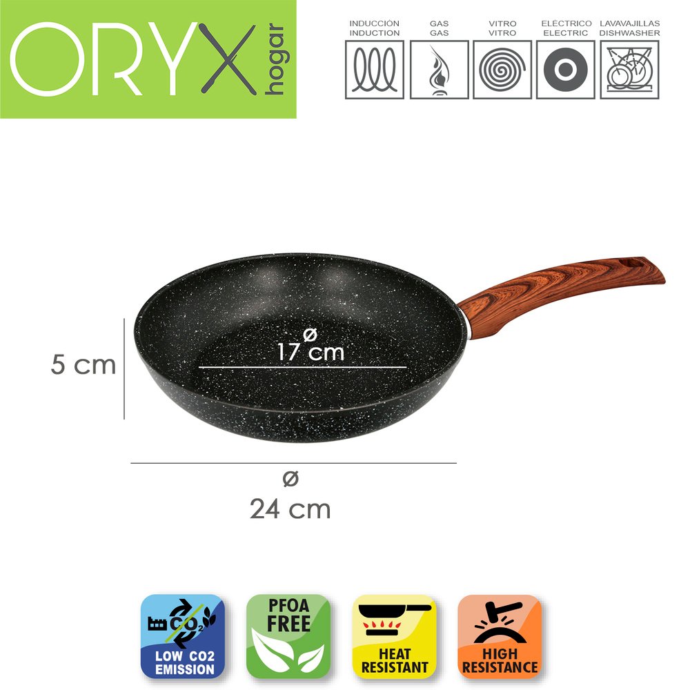 Sarten Aluminio Forjado Antiadherente Ø 24 x 5 cm. Mango Engomado / 5 capas / Acabado Piedra / Apta Para Todo Tipo de Cocinas 2 Sarten Aluminio Forjado Antiadherente Ø 24 x 5 cm. Mango Engomado / 5 capas / Acabado Piedra / Apta Para Todo Tipo de Cocinas