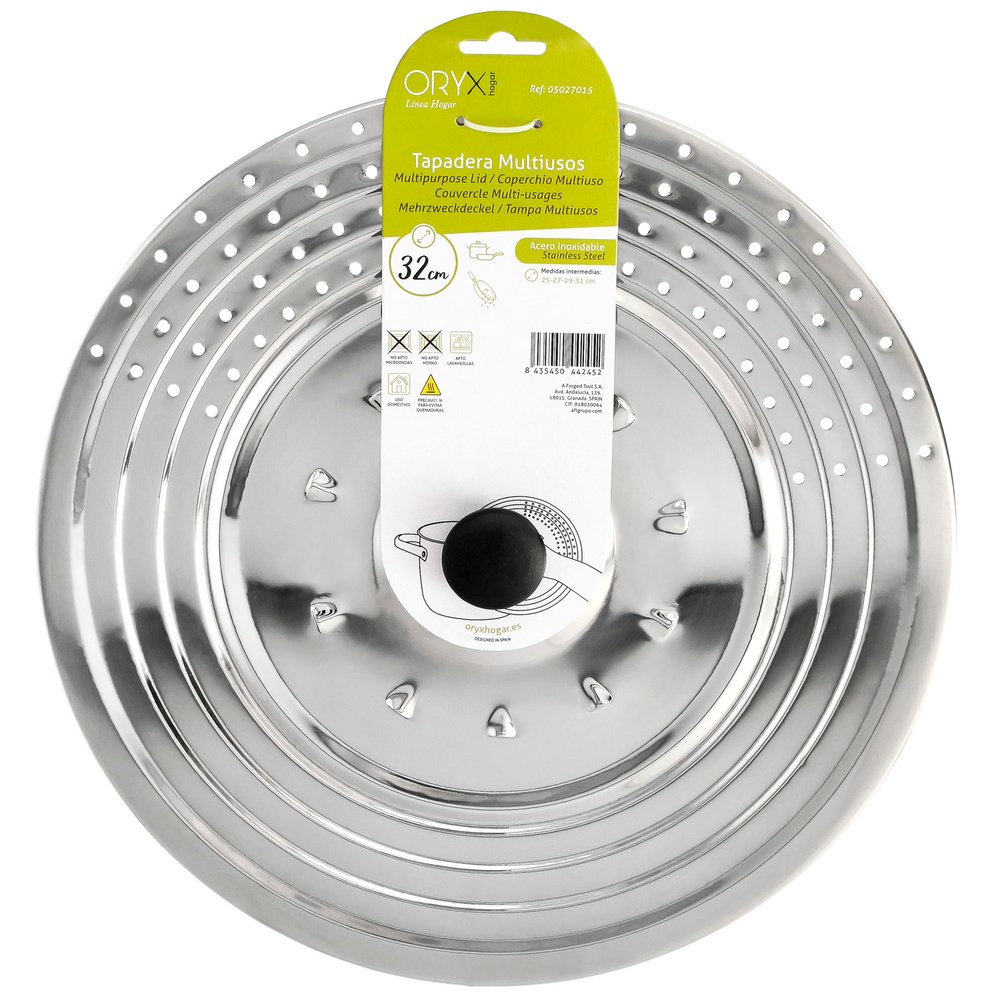Tapadera Multiusos Acero Inoxidable Ø 32 cm. Uso Tapa Anti Salpicaduras y Escurridor. Tapadera Adpatable Diferentes Medidas 6 Tapadera Multiusos Acero Inoxidable Ø 32 cm. Uso Tapa Anti Salpicaduras y Escurridor. Tapadera Adpatable Diferentes Medidas