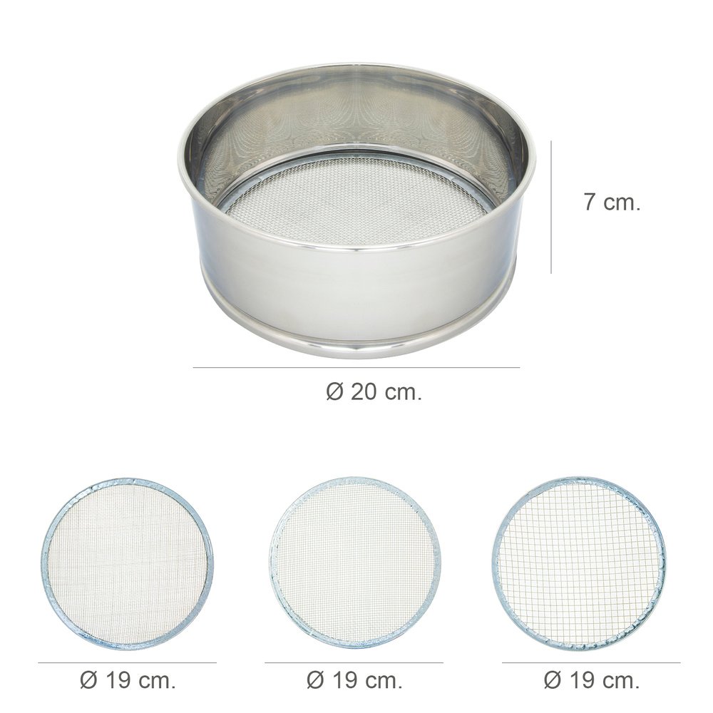 Harinero Tamizador Acero Inoxidable Ø 20 cm. Con 3 Mallas Intercambiables 2 Harinero Tamizador Acero Inoxidable Ø 20 cm. Con 3 Mallas Intercambiables