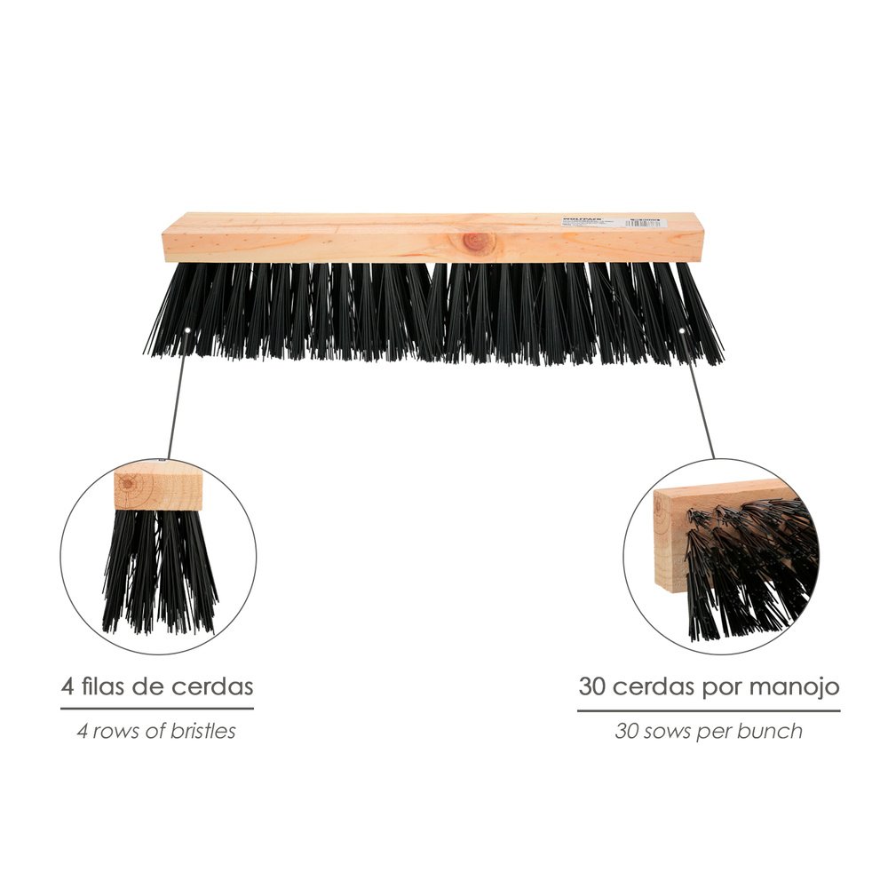 Cepillo Barrendero Industrial Fibra PVC Soporte Madera 50 cm. (Sin Mango) 3 Cepillo Barrendero Industrial Fibra PVC Soporte Madera 50 cm. (Sin Mango)