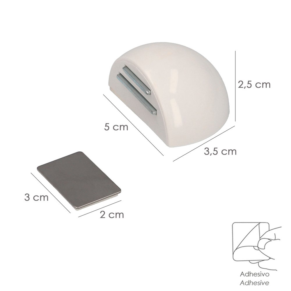 Tope Puerta Adhesivo con Imán Retenedor Blanco 2 Tope Puerta Adhesivo con Imán Retenedor Blanco