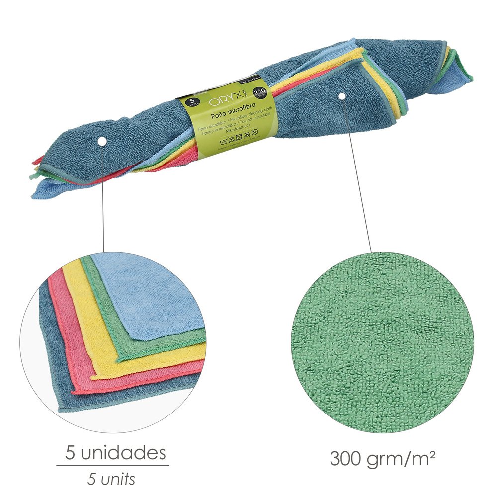 Paño Microfibra 35 x 40 cm / 300 Gramos (Pack 5 Piezas) 2 Paño Microfibra 35 x 40 cm / 300 Gramos (Pack 5 Piezas)