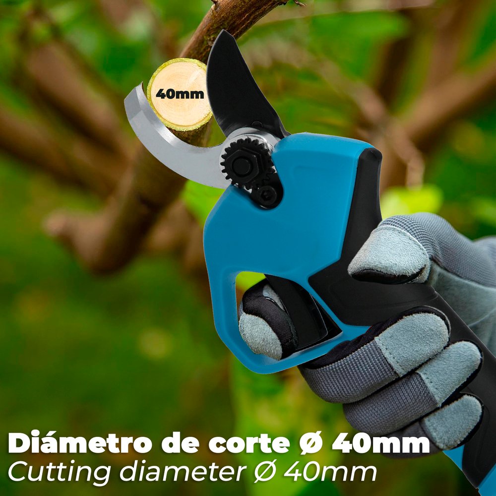 Tijeras Podar A Bateria 21 Volt. Con 2 Baterias 2 A/h Mango Engomado, Ø Corte 40 mm.Con Maletín 3 Tijeras Podar A Bateria 21 Volt. Con 2 Baterias 2 A/h Mango Engomado, Ø Corte 40 mm.Con Maletín