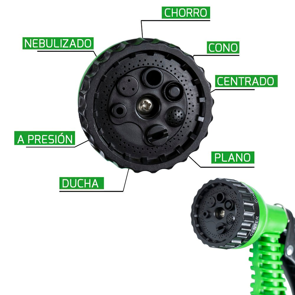 Manguera Extensible Riego 5 a 15 Metros Con Pistola De 7 Posiciones 4 Manguera Extensible Riego 5 a 15 Metros Con Pistola De 7 Posiciones