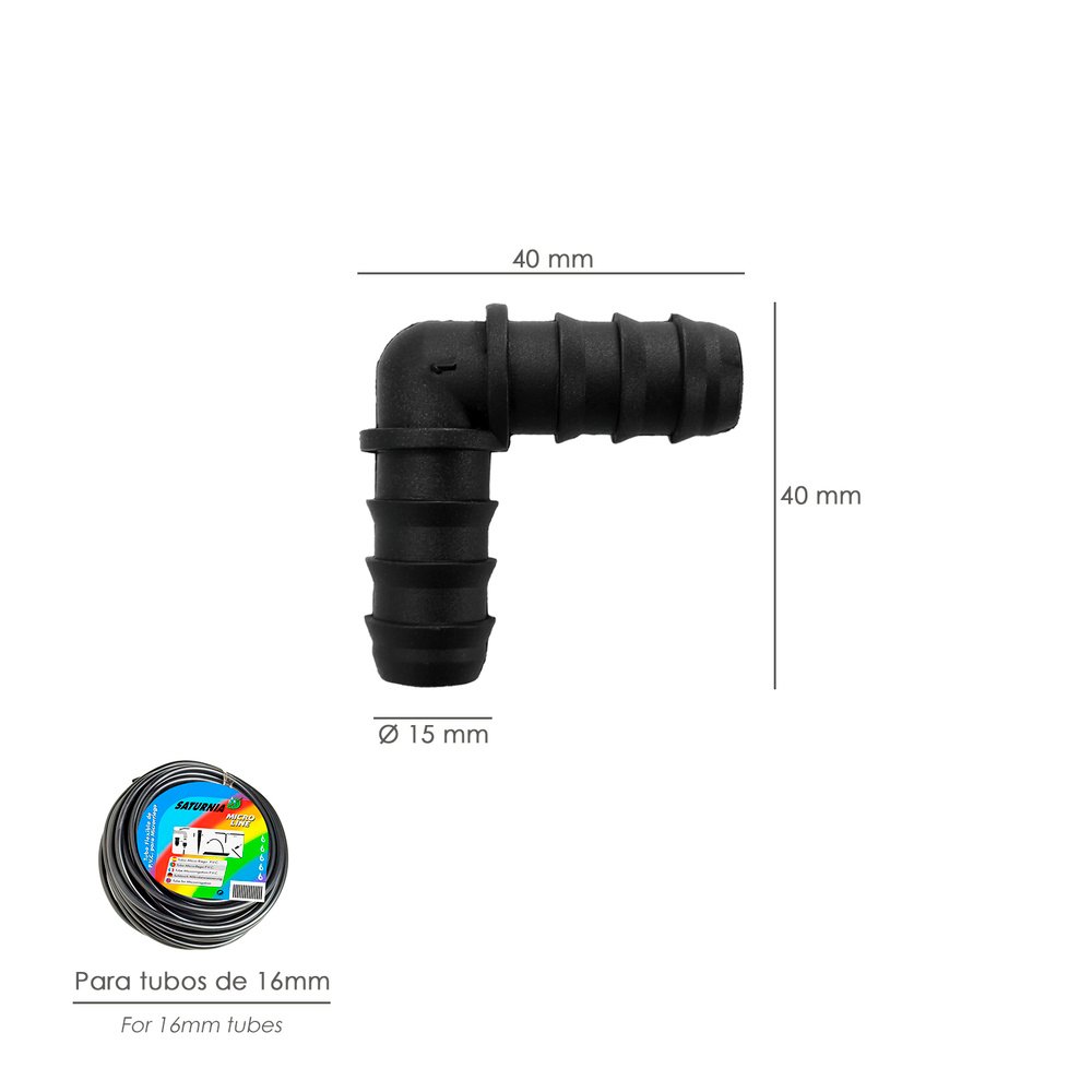 Codo Simple Para Tuberias Goteo Ø 16 mm. (Bolsa 100 Piezas) Riego Por Goteo, Microaspersión, Riego Por Nebulizacion 2 Codo Simple Para Tuberias Goteo Ø 16 mm. (Bolsa 100 Piezas) Riego Por Goteo, Microaspersión, Riego Por Nebulizacion