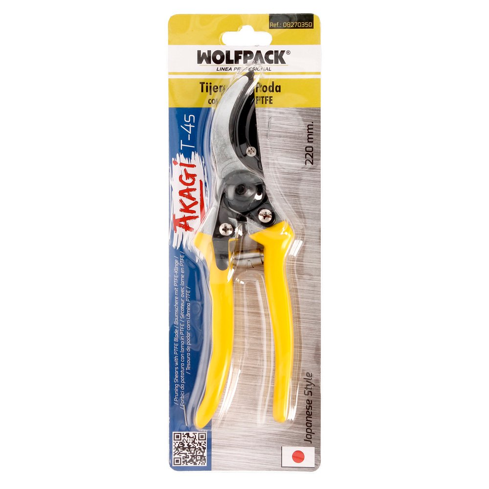 Tijeras Podar 1 Mano Japonesa Akagi T-4S  220 mm. Mangos Aluminio Endurecido, Hoja Recubierta PTFE