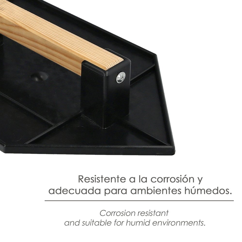 Talocha Plastico Punta Mango Madera 27 x 18 cm. Negro Con Alveolos. 3 Talocha Plastico Punta Mango Madera 27 x 18 cm. Negro Con Alveolos.