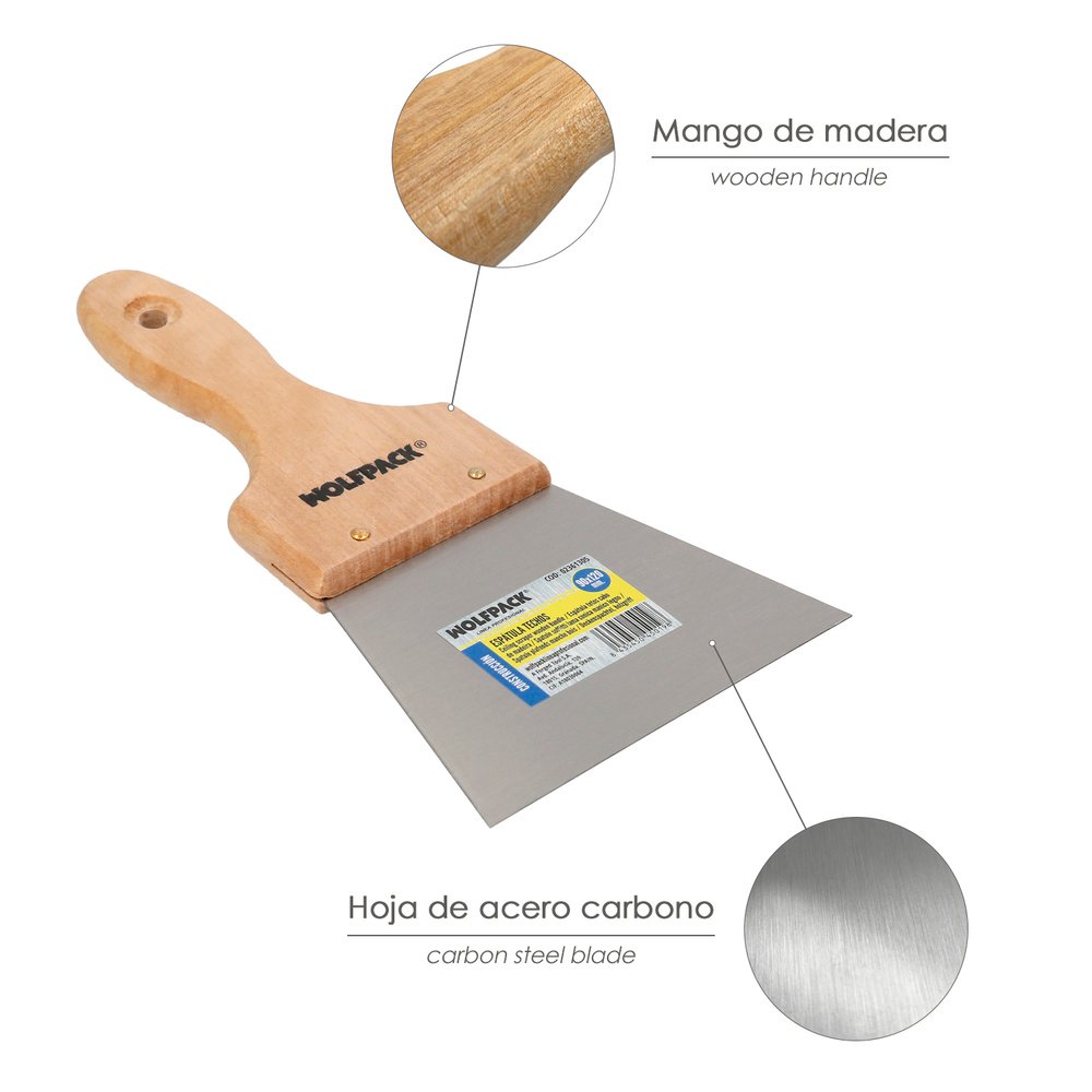 Espatula Techos Mango Madera Hoja Acero 90 x 1