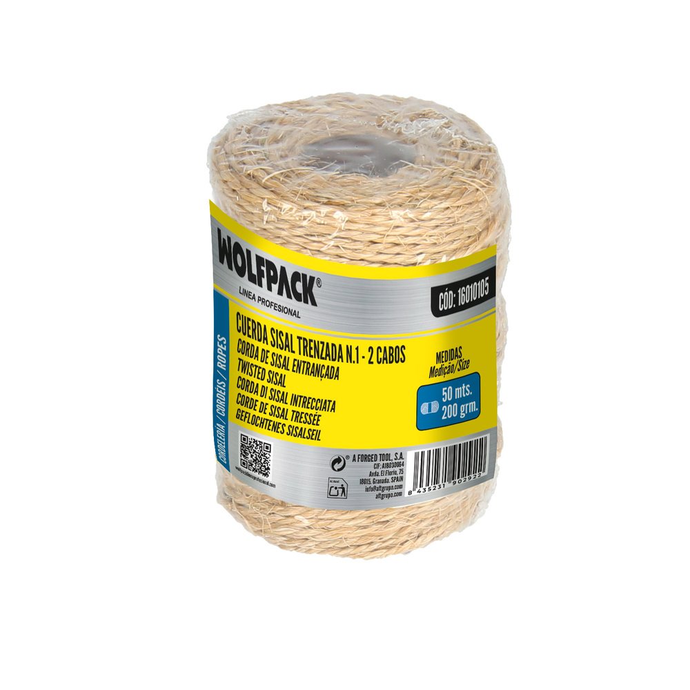 Cuerda Sisal Nº1 Hilo de 2 Cabos (Bobina 220 gr. / 50 m.)