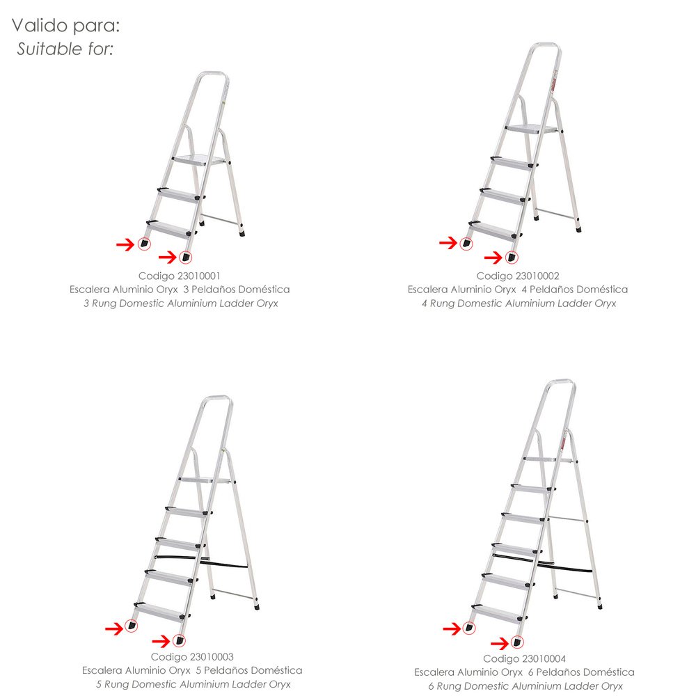 Contera Escaleras Aluminio Oryx Delantera de 3 a 6 Peldaños 2 Contera Escaleras Aluminio Oryx Delantera de 3 a 6 Peldaños