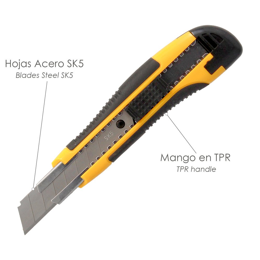 Cutter Con Hoja De 18 mm. Con 2 Hojas (Expositor 24 Piezas)