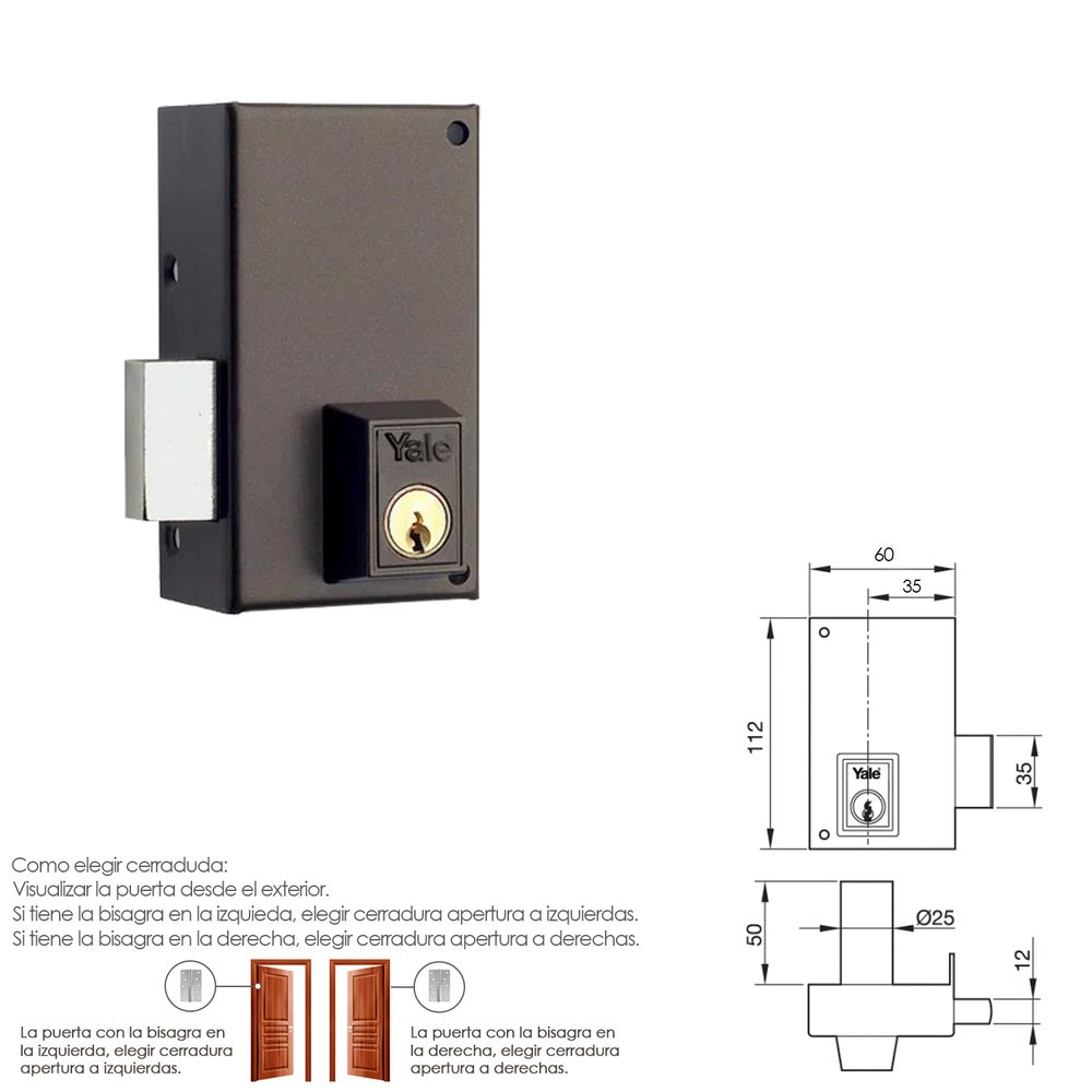 Cerradura Yale 56-c/hpr/60/ Izquierda 2 Cerradura Yale 56-c/hpr/60/ Izquierda