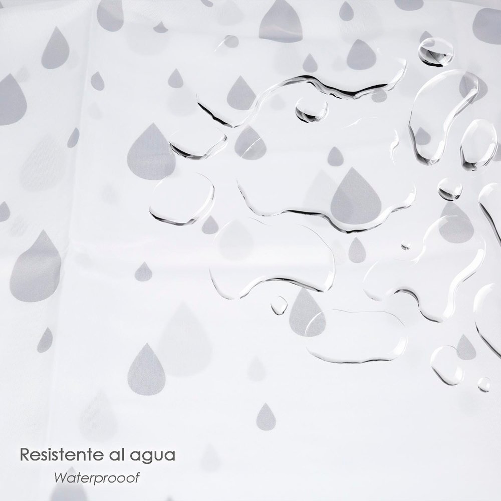Cortina Ducha Gotas Gris 180x200 cm. Impermeable 5 Cortina Ducha Gotas Gris 180x200 cm. Impermeable