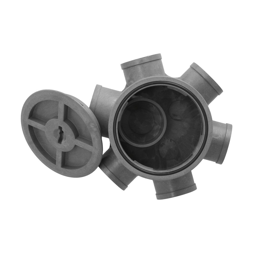 Bote Sifónico PVC Tuberias Ø 110 mm. Salidas Ø 50 y 40 mm. Altura 105 mm. 4 Bote Sifónico PVC Tuberias Ø 110 mm. Salidas Ø 50 y 40 mm. Altura 105 mm.