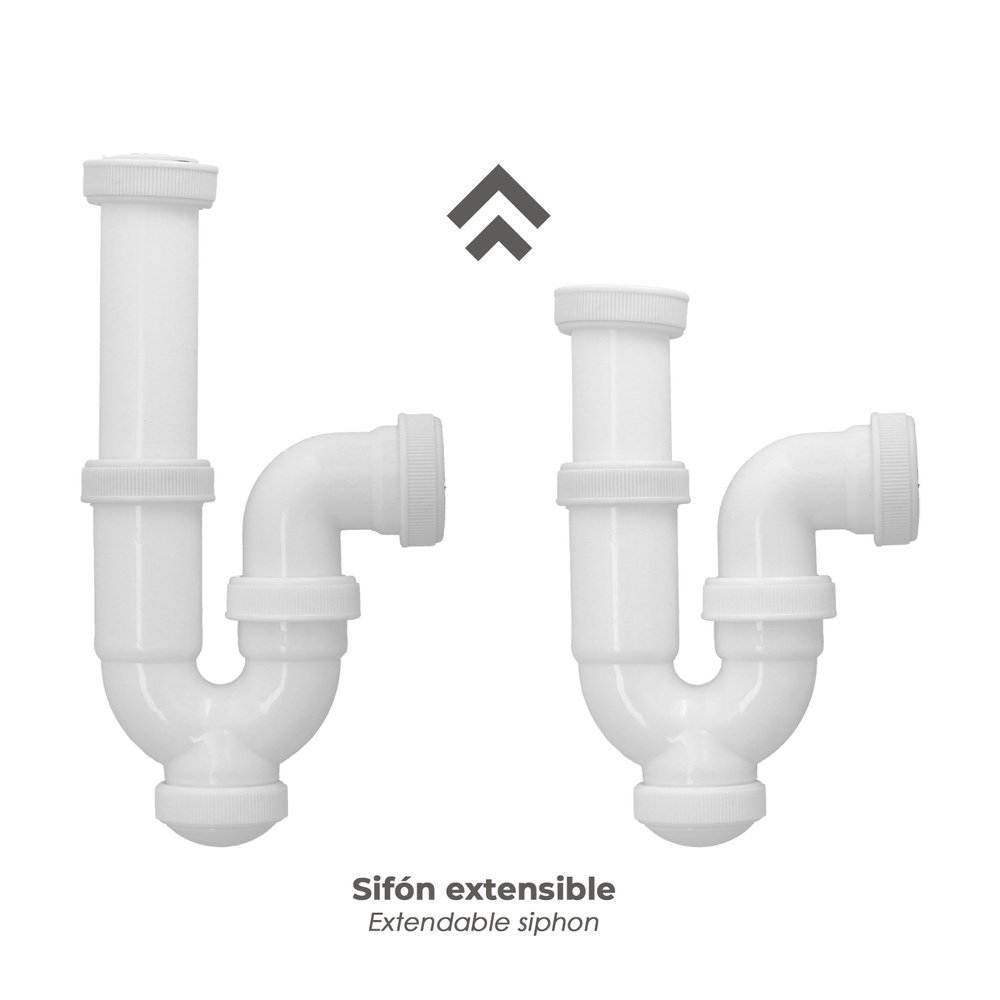 Sifon Curvo ExtensibleTuerca Loca 1 1/2" Ø 40 Mm 3 Sifon Curvo ExtensibleTuerca Loca 1 1/2" Ø 40 Mm