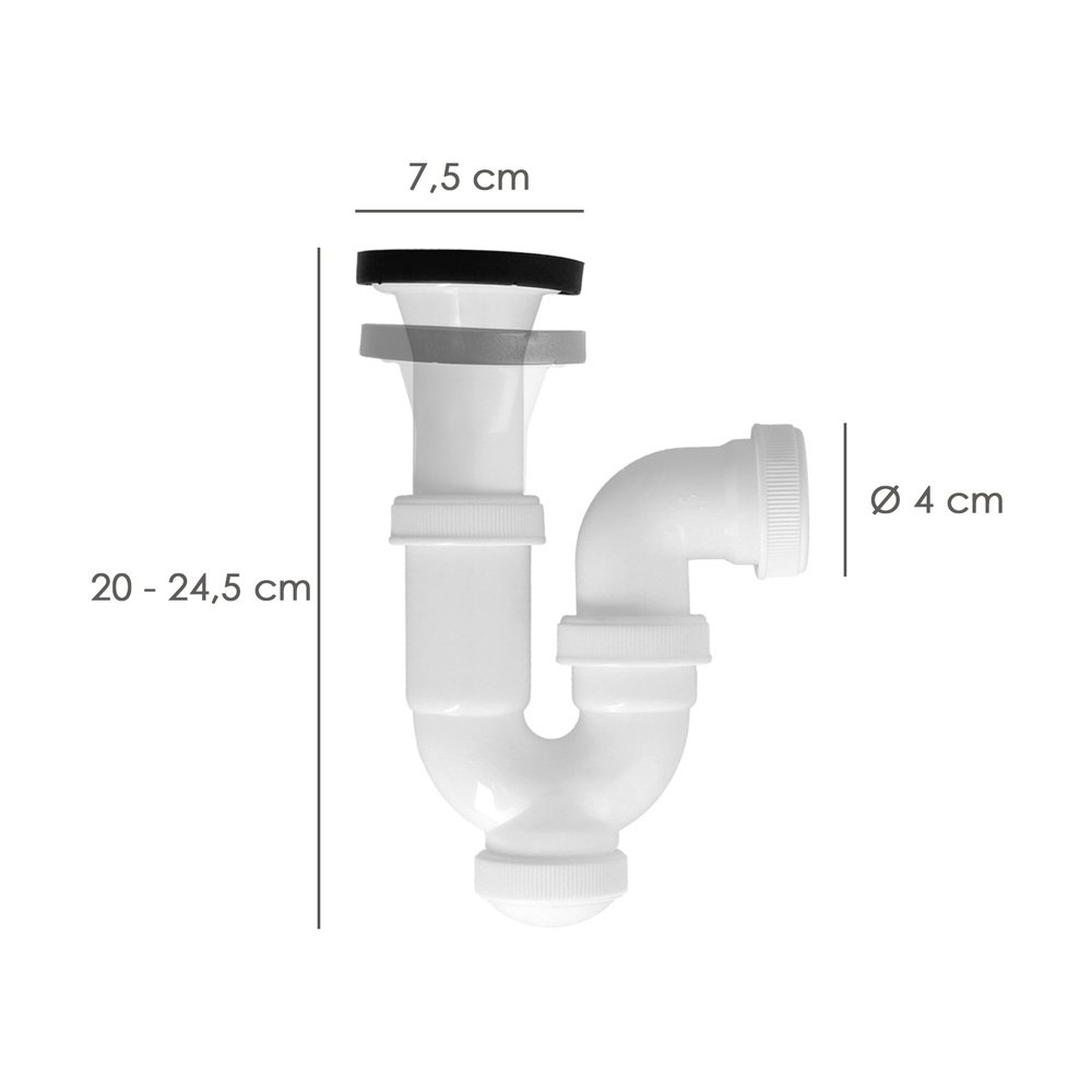 Sifon Curvo Extensible Con Valvula y Tapon 1 1/2" Ø 40 Mm 2 Sifon Curvo Extensible Con Valvula y Tapon 1 1/2" Ø 40 Mm