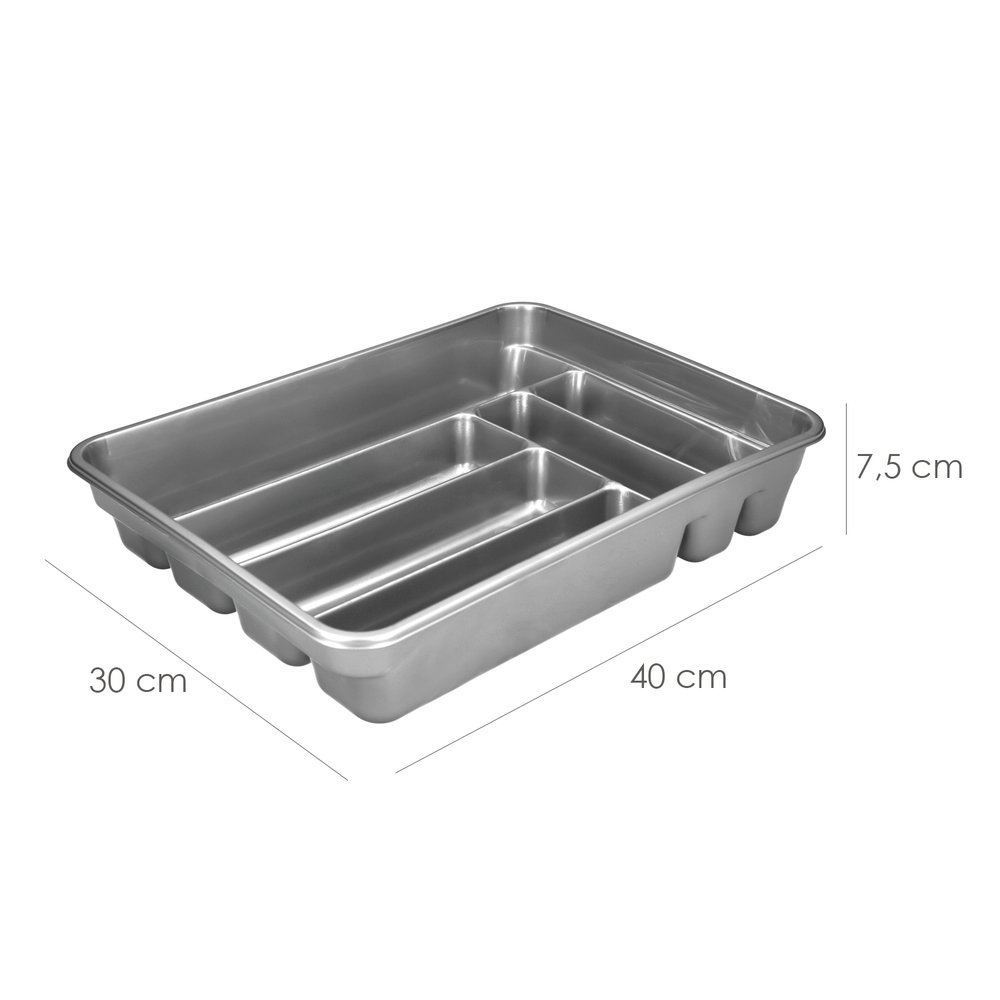 Cubertero Plastico Para Cajon. Color Plata 40x30x7 cm. 3 Cubertero Plastico Para Cajon. Color Plata 40x30x7 cm.