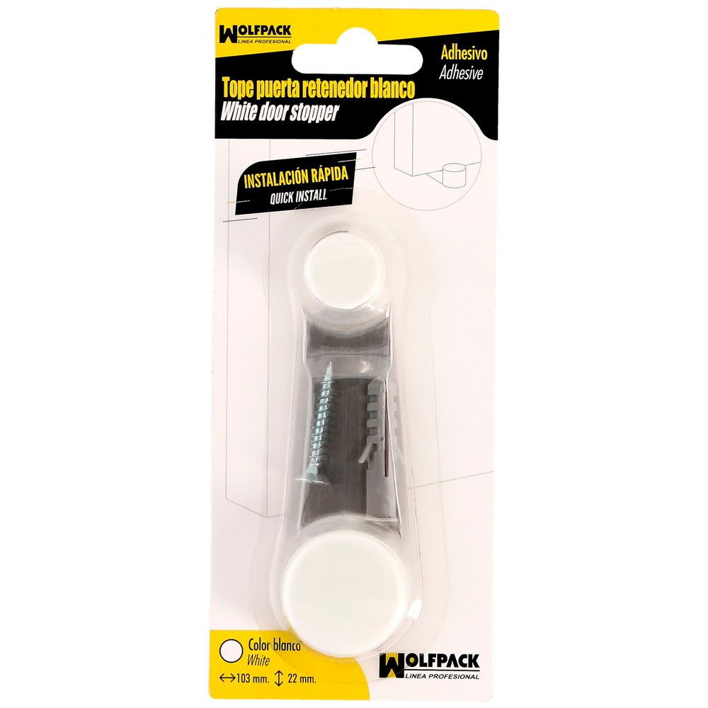 Tope Puerta Adhesivo con Retenedor Blanco 4 Tope Puerta Adhesivo con Retenedor Blanco