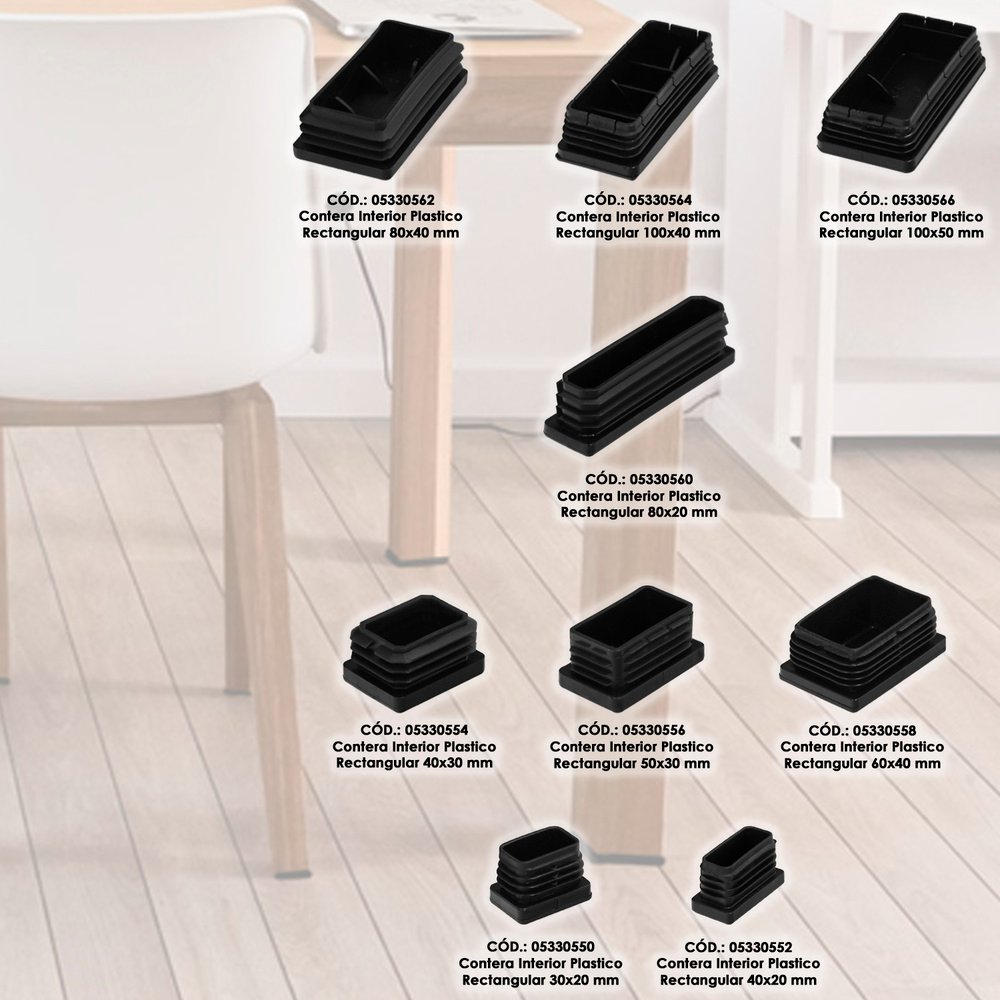 Contera Plástico Rectangular Interior. Color Negro 40x30 mm Bolsa 200 Unidades. 7 Contera Plástico Rectangular Interior. Color Negro 40x30 mm Bolsa 200 Unidades.