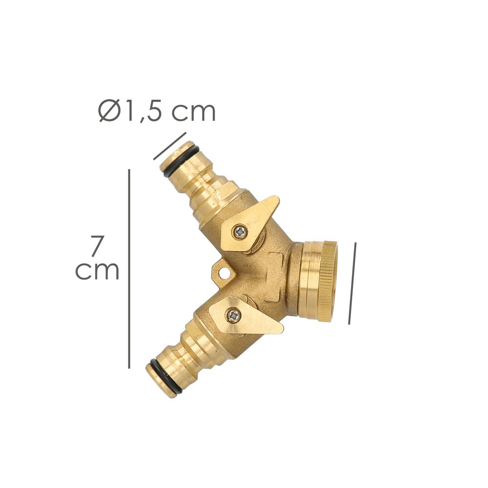 Adaptador Manguera Laton 2 tomas para Grifo 3/4" 2 Adaptador Manguera Laton 2 tomas para Grifo 3/4"