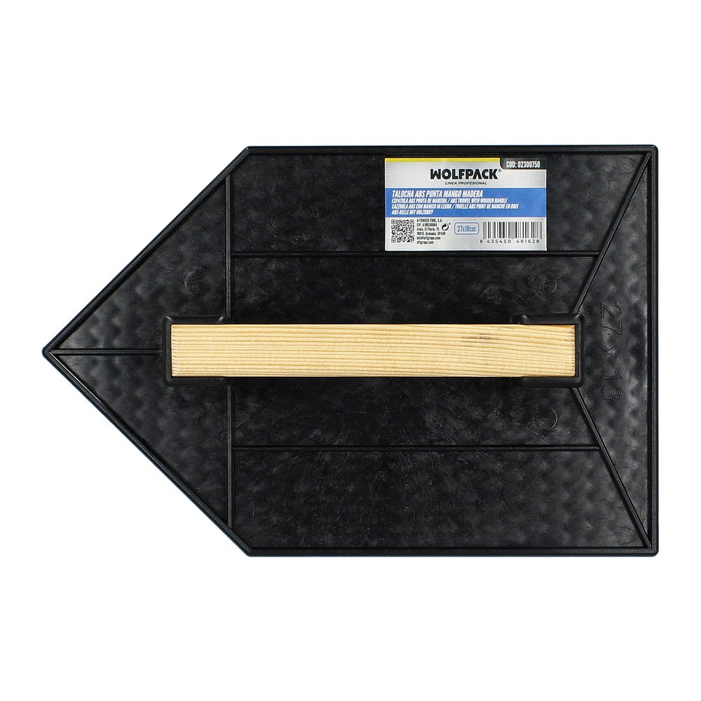 Talocha Plastico Punta Mango Madera 27 x 18 cm. Negro Con Alveolos. 4 Talocha Plastico Punta Mango Madera 27 x 18 cm. Negro Con Alveolos.