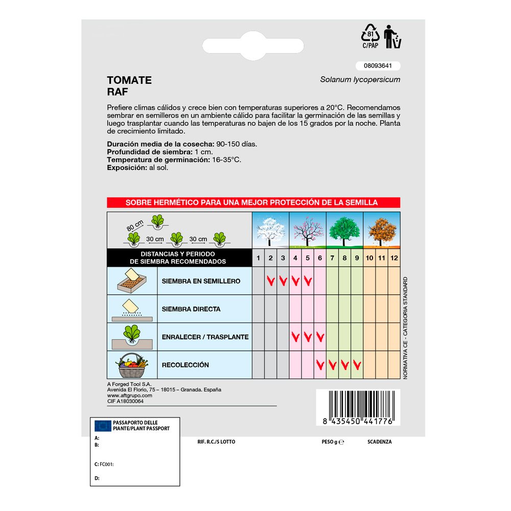 Semillas Tomate Raf (1.5 gramos) Semillas Verduras, Horticultura, Horticola, Semillas Huerto. 2 Semillas Tomate Raf (1.5 gramos) Semillas Verduras, Horticultura, Horticola, Semillas Huerto.