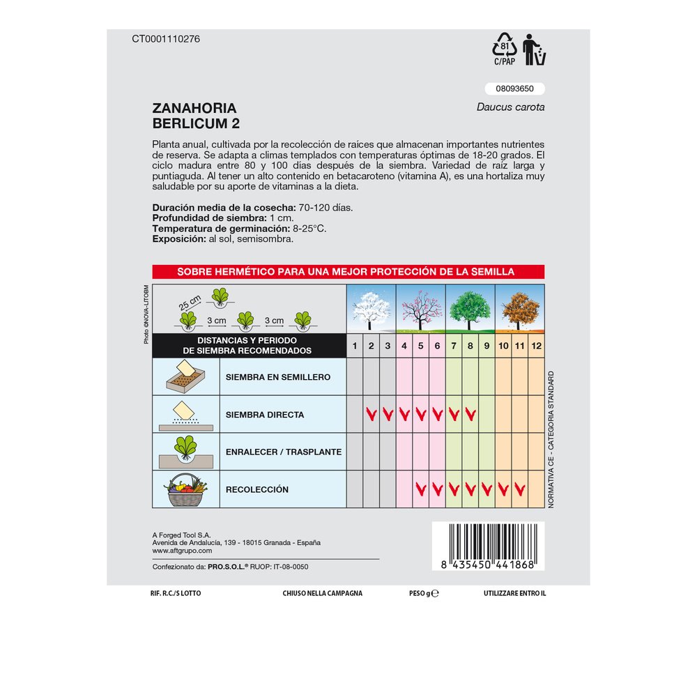 Semillas Huerto Zanahoria Berlicum 2 Semillas Huerto Zanahoria Berlicum