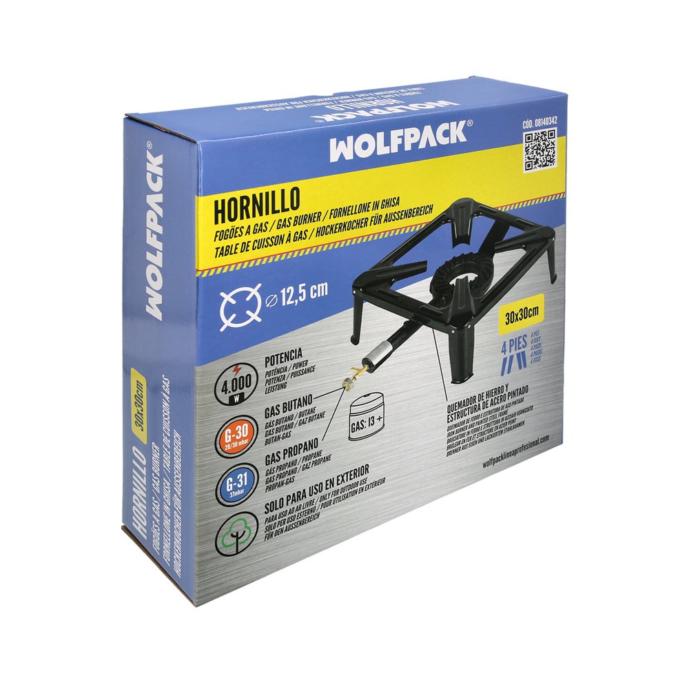 Hornillo Gas 4 Pies 30x30 cm. Potencia 4.000 Watts. 6 Hornillo Gas 4 Pies 30x30 cm. Potencia 4.000 Watts.