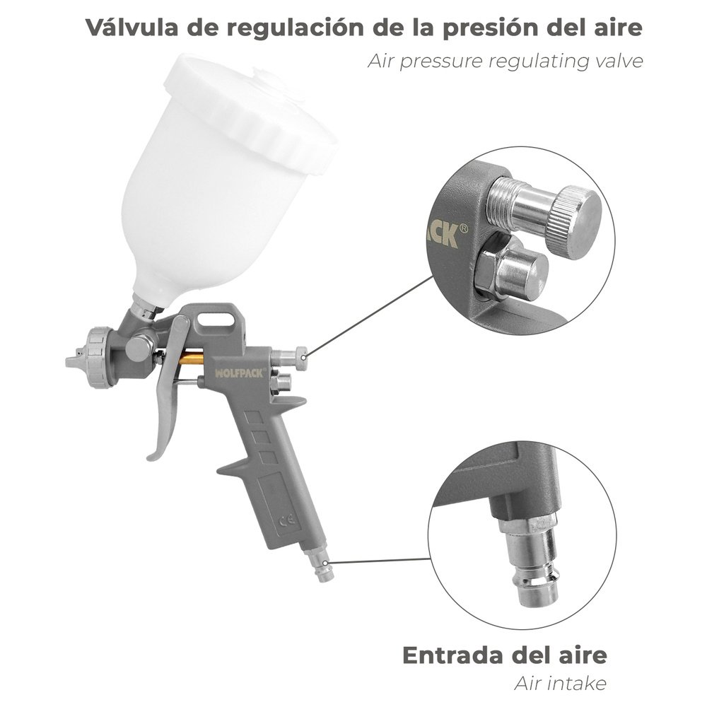 Pistola Pintar Neumática Boquilla De 1,5 mm. Con Depósito Superior 0,6 Litros y Adaptador Rapido 5 Pistola Pintar Neumática Boquilla De 1,5 mm. Con Depósito Superior 0,6 Litros y Adaptador Rapido