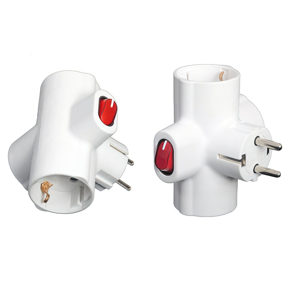 Adaptador / Ladron Triple Schuko 16 A 250v Con Interruptor 2 Adaptador / Ladron Triple Schuko 16 A 250v Con Interruptor
