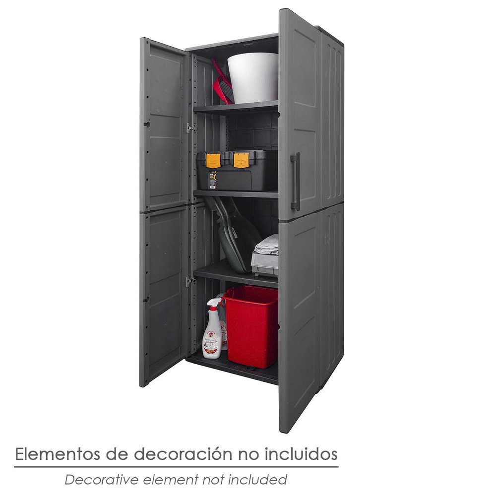 Armario Resina Alto 68x37x169 cm. Color Gris Oscuro