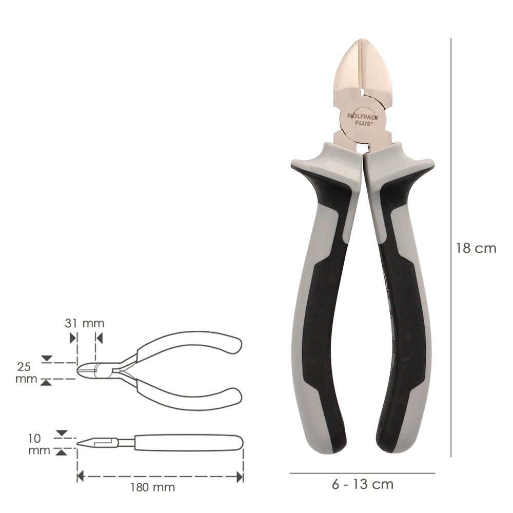 Alicates Corte Diagonal 175 mm. Acero Cromo Vanadio DIN-ISO 5749 Pelacables, Corta Cables, Pelador Cables 2 Alicates Corte Diagonal 175 mm. Acero Cromo Vanadio DIN-ISO 5749 Pelacables, Corta Cables, Pelador Cables