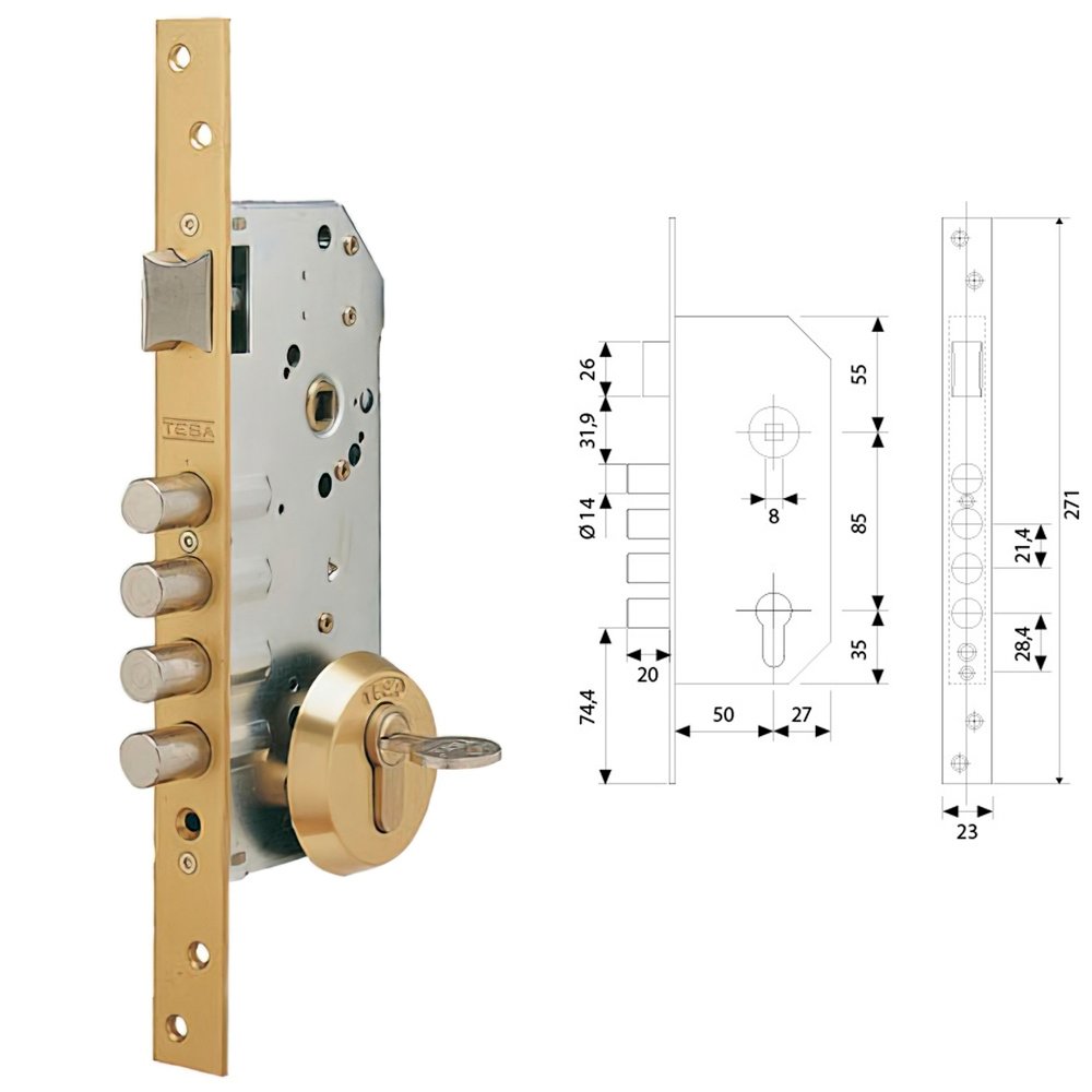 Cerradura Tesa Seguridad R100B566 Esmaltada 2 Cerradura Tesa Seguridad R100B566 Esmaltada