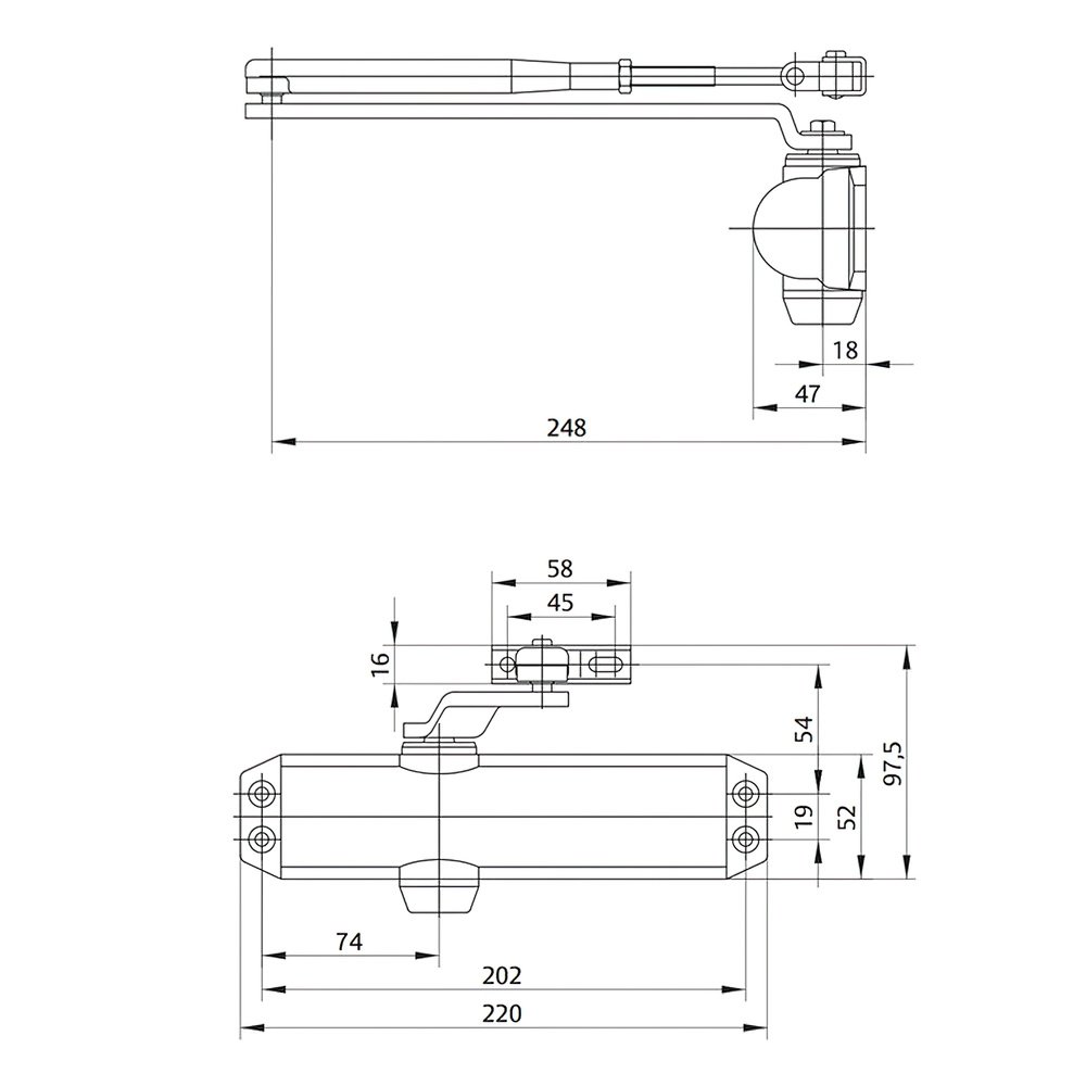 Cierrapuertas Tesa DC120-1 F2-4 Con Retenedor Plateado 2 Cierrapuertas Tesa DC120-1 F2-4 Con Retenedor Plateado