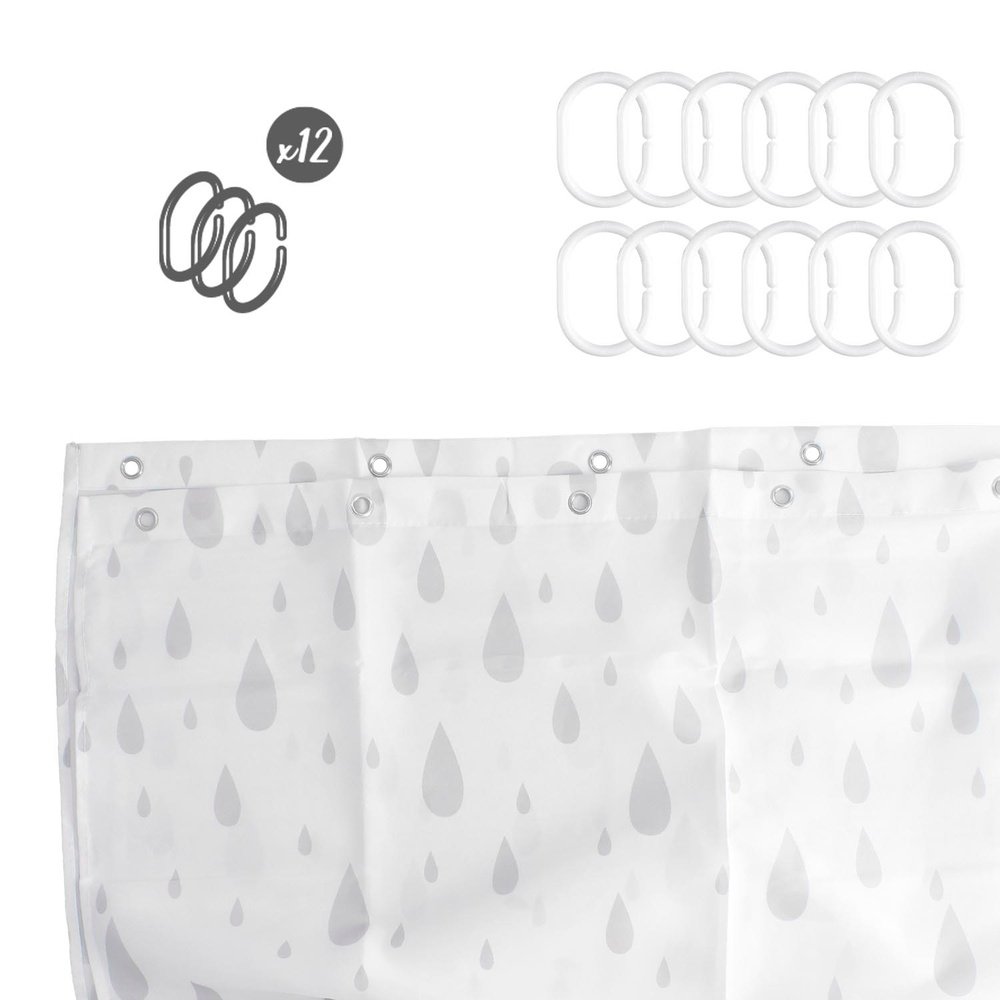 Cortina Ducha Gotas Gris 180x200 cm. Impermeable 6 Cortina Ducha Gotas Gris 180x200 cm. Impermeable