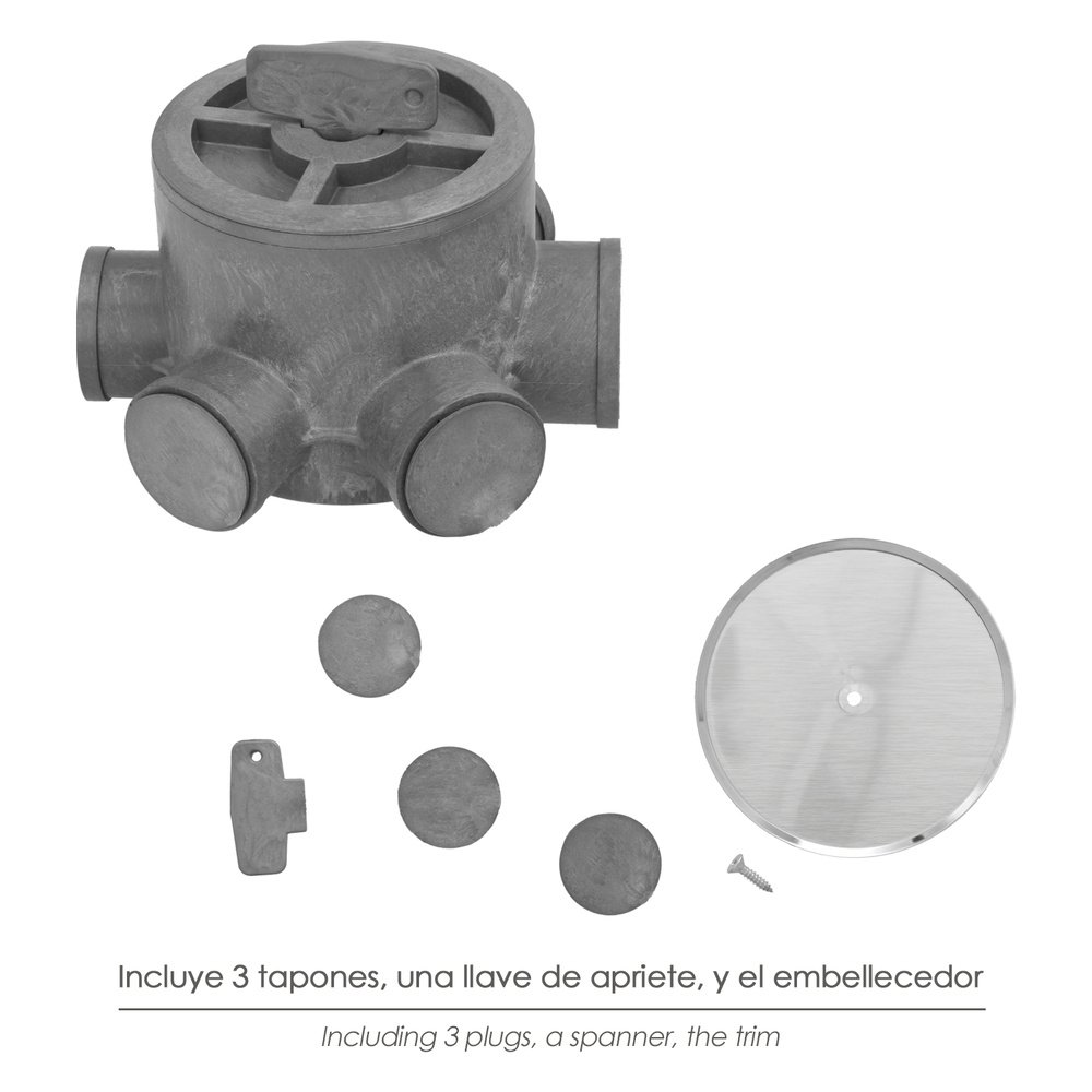 Bote Sifónico PVC Tuberias Ø 110 mm. Salidas Ø 50 y 40 mm. Altura 105 mm. 5 Bote Sifónico PVC Tuberias Ø 110 mm. Salidas Ø 50 y 40 mm. Altura 105 mm.