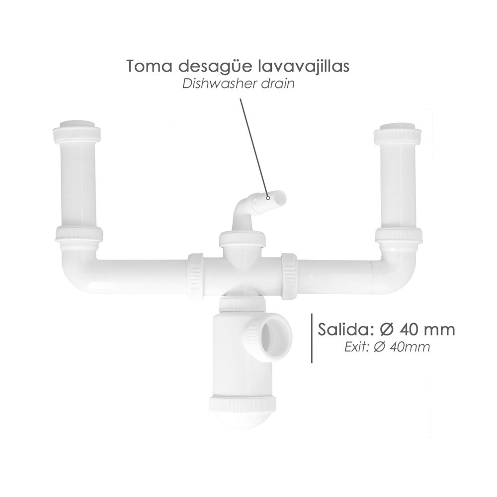 Sifon Doble Extensible Con Botella Salida 1 1/2" Salida Ø 40 mm. 3 Sifon Doble Extensible Con Botella Salida 1 1/2" Salida Ø 40 mm.