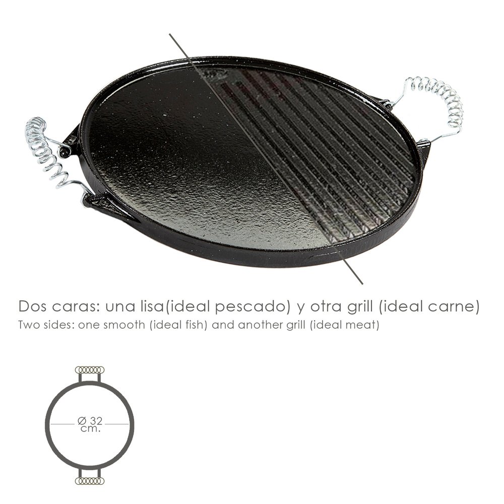 Plancha Hierro Fundido Esmaltada Redonda Ø 32 cm. 3 Plancha Hierro Fundido Esmaltada Redonda Ø 32 cm.
